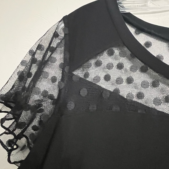 Atelier Flutter Sleeve Polka Dot Top -Black XL - Picture 2 of 10